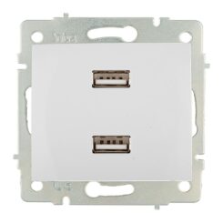 Carregador duplo USB 230V 5V 4200mA branco de encastrar ERP2USB série europa solera ERP2USB