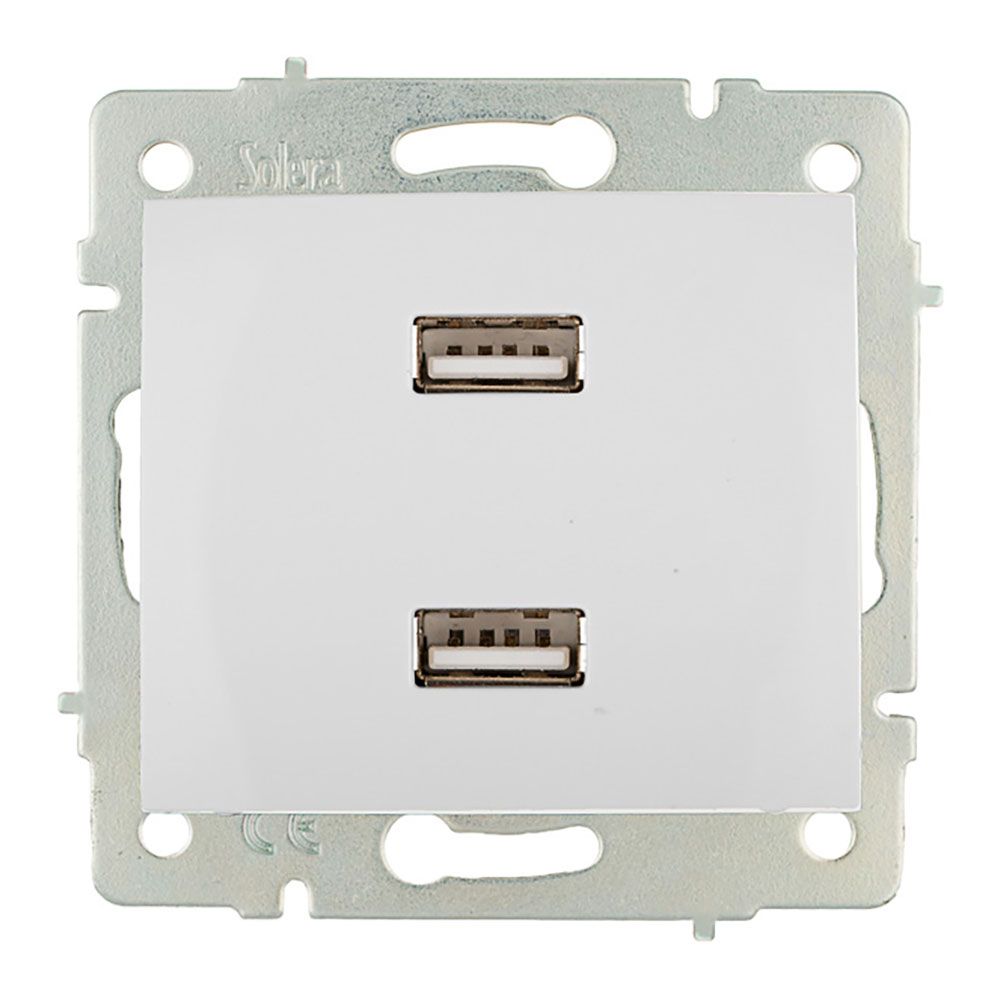 Carregador duplo USB 230V 5V 4200mA branco de encastrar ERP2USB série europa solera ERP2USB