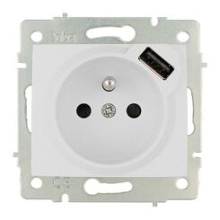 Base bipolar com t/t, com tomada francesa 16 A 250 V, com USB, com obturador, série europa, solera erp60fusb