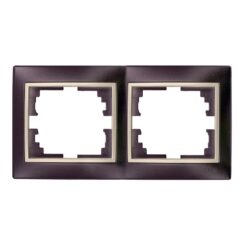 Espelho horizontal duplo, estrutura preto e ARO pérola 154x81x10mm série europa solera ERP72NU
