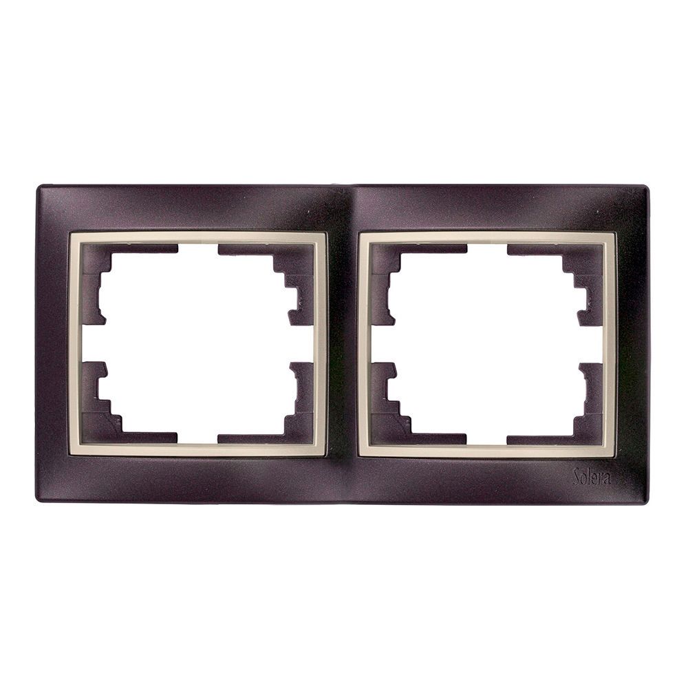 Espelho horizontal duplo, estrutura preto e ARO pérola 154x81x10mm série europa solera ERP72NU
