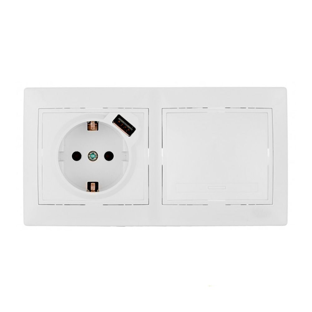 KIT de comutador + base T/TL com USB + espelho duplo 154x81x10mm série europa solera kit-erp-room
