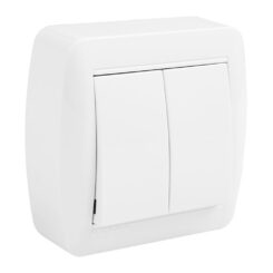 Interruptor de superfície de parede dupla 74 x 72 x 28 mm