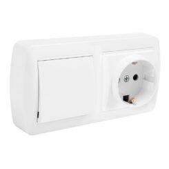 Base fixa 2P+T 16A 250V + comutador/interruptor 10AX 250V 148x72x42mm superficie mural solera MUR63U