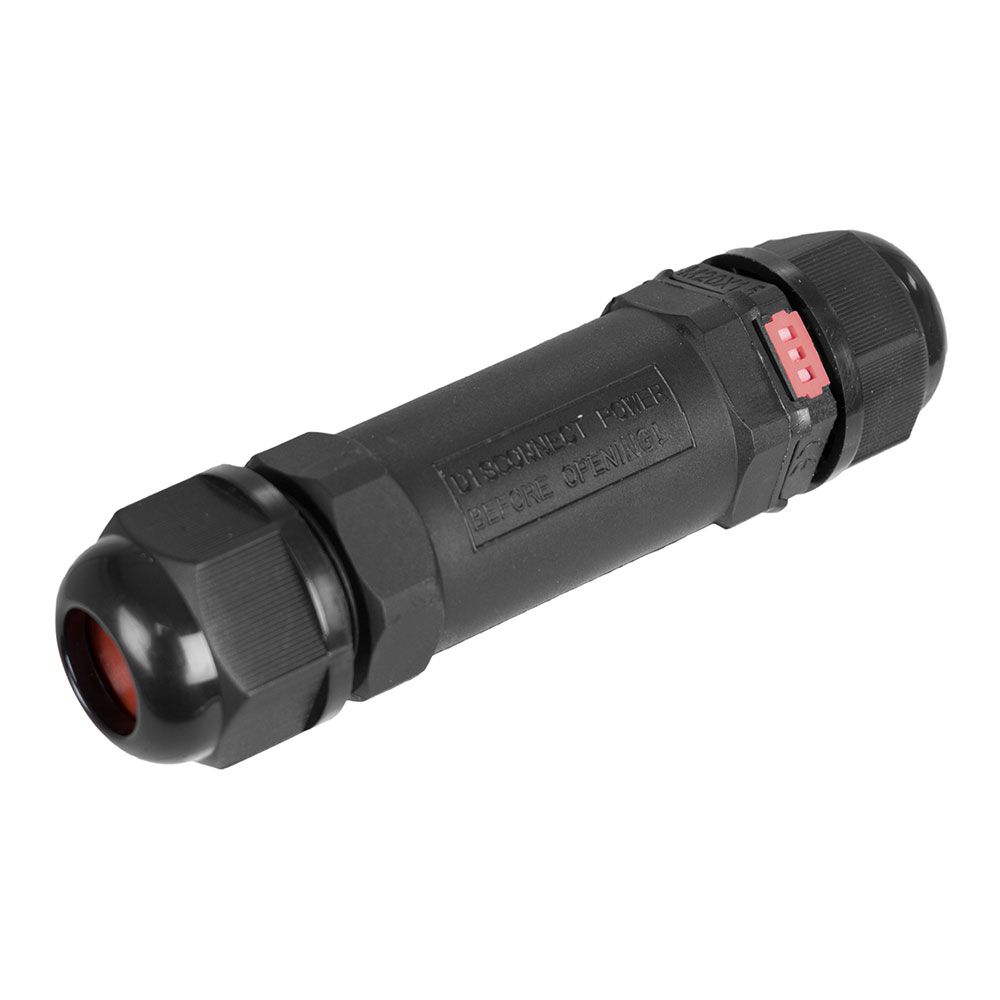 Conector para luminárias para exterior com válvula anti-condensação 10x2,6cm 3P IP68 black series solera (retractilado) CE-3PV
