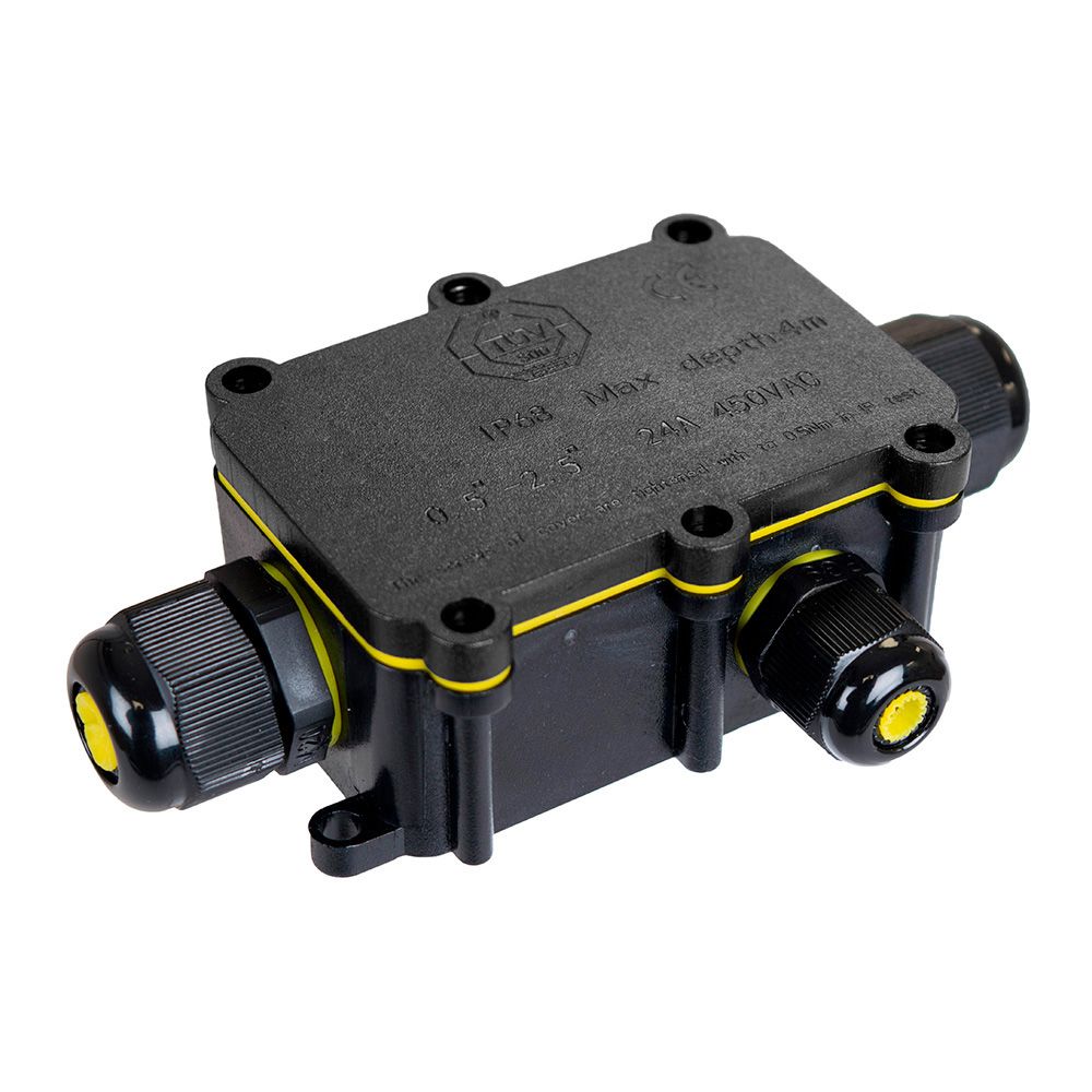 Caixa de conexão para luminarias para exterior estanque com 3 ligadores IP68 8x5,2x3,7cm black series solera (retractilado) BK-3P