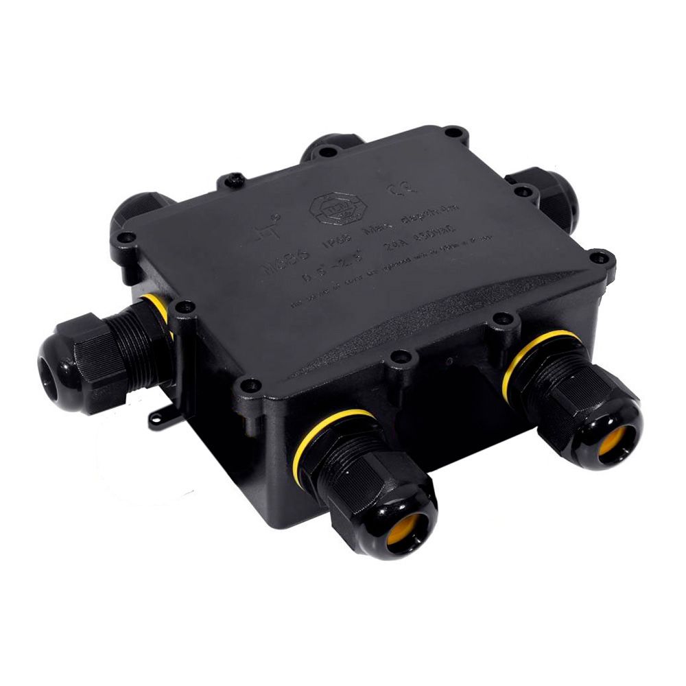 Caixa de conexão para luminárias para exterior estanque com 6 ligadores IP68 13,5x11,5x4,7cm black series solera (retractilado) BK-6P