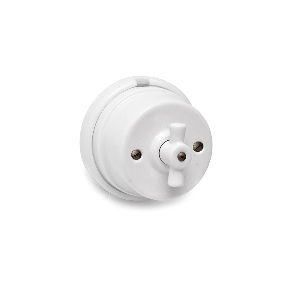 Comutador laço porcelana superficie serie vintage 10A 250V Ø80mm branco