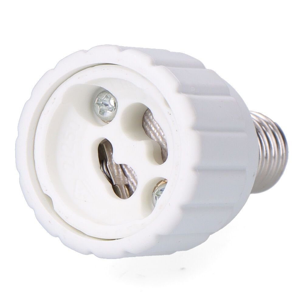 Conversor de E14 para GU10, 2 para 230 V, branco, Ø33 x 56 mm (embalado em película)