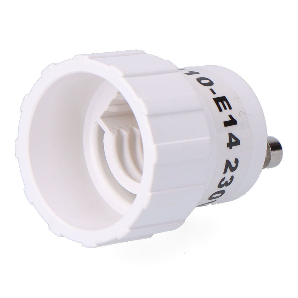Conversor de GU10 para E14, 2 a 230 V, branco, Ø29 x 40 mm (embalado em película)