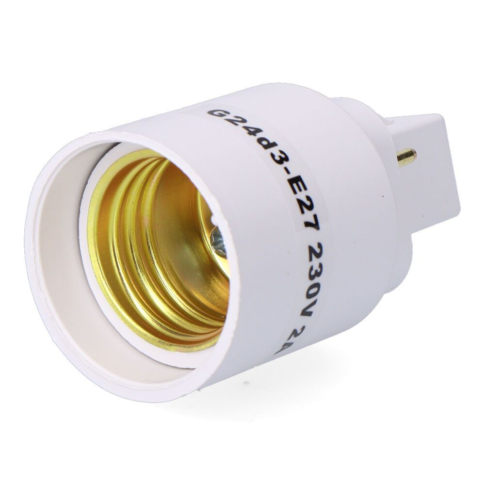 Conversor G24d3 para E27, 2 para 230 V, branco, Ø37 x 67 mm (embalado em película)