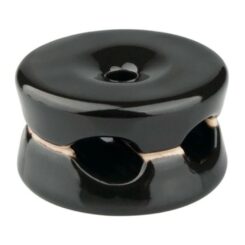 Suporte para cabos porcelana redondo duplo preto, 5 PCS Ø32 x 18,6 mm
