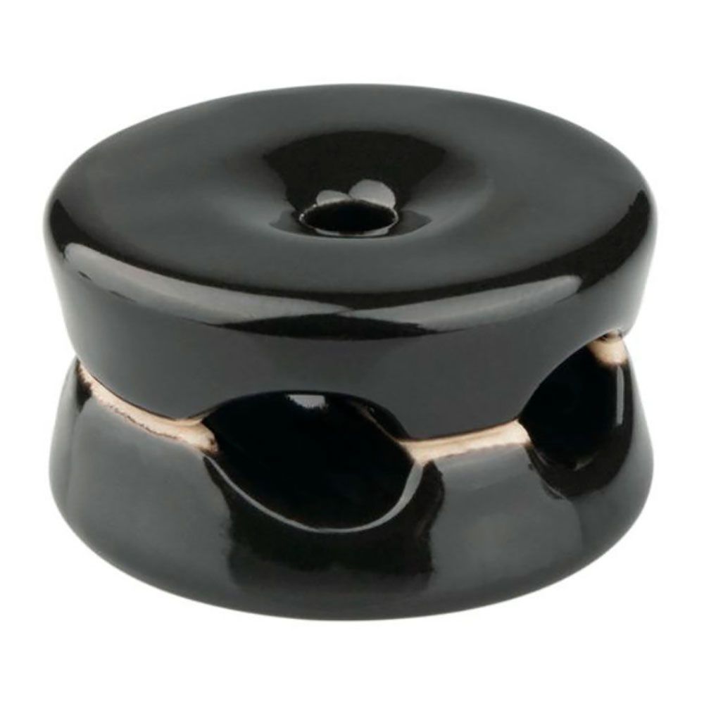 Suporte para cabos porcelana redondo duplo preto, 5 PCS Ø32 x 18,6 mm