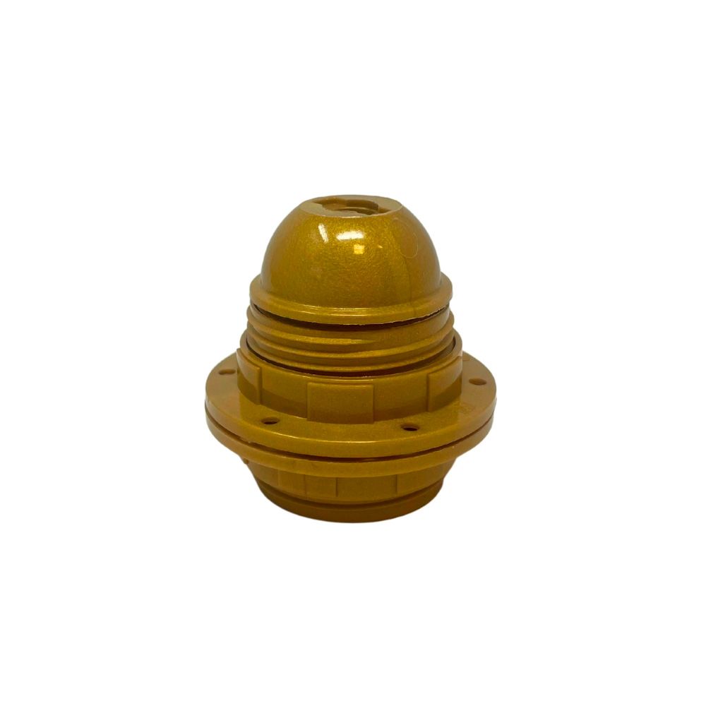 Porta-lâmpada E27 asf toda rosca + 2 arruelas, ouro brilhante