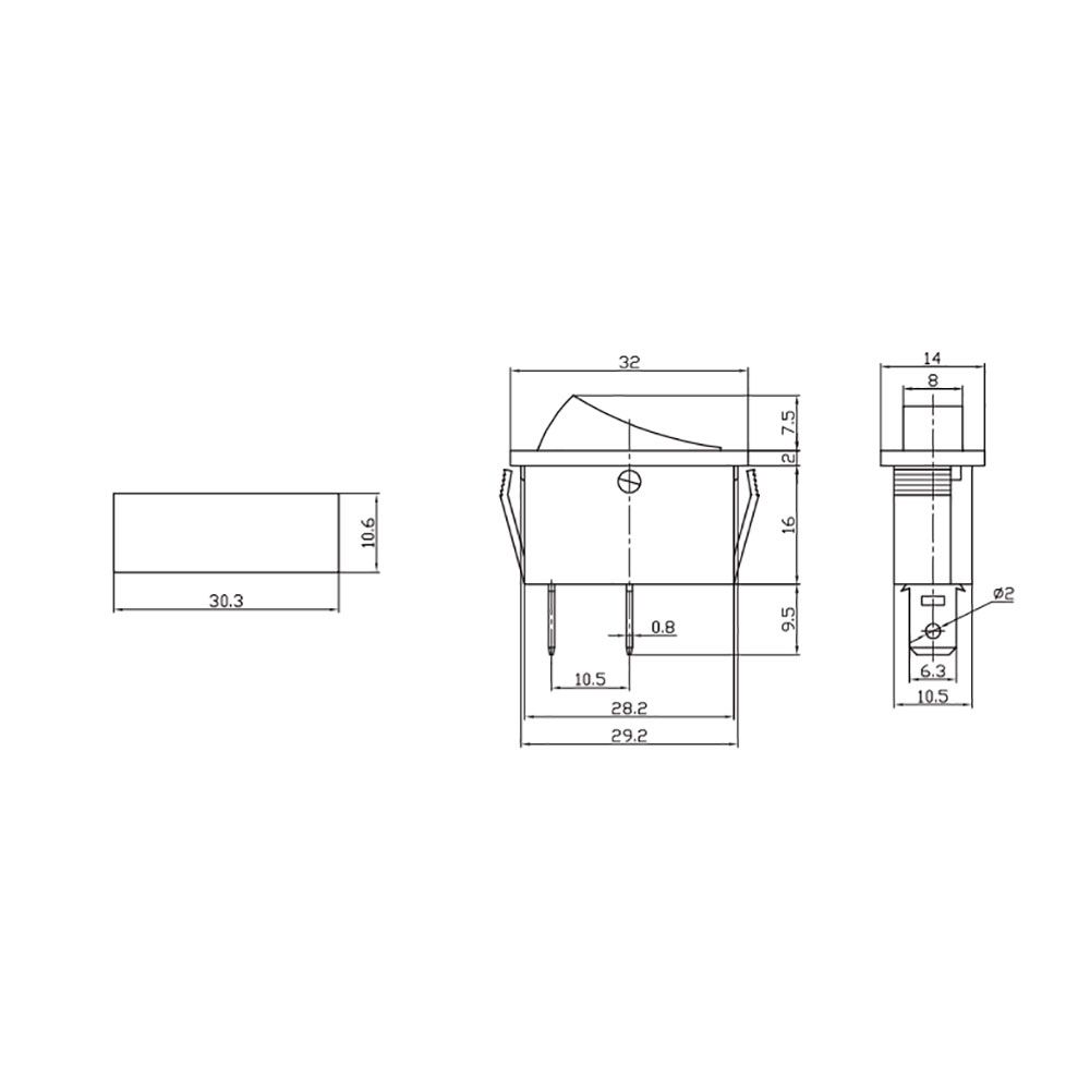 Interruptor on-off-on estreito 15A 250V preto - Image 2