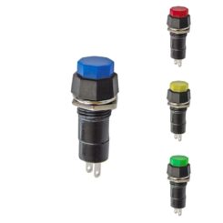 Pulsador base hexagonal 1A 250V, cores variadas