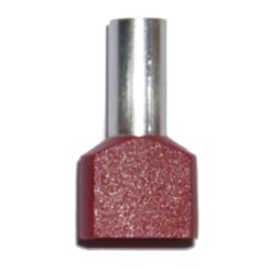 Ponteira isolada 01,00 mm², duplo, vermelho, 100 unidades