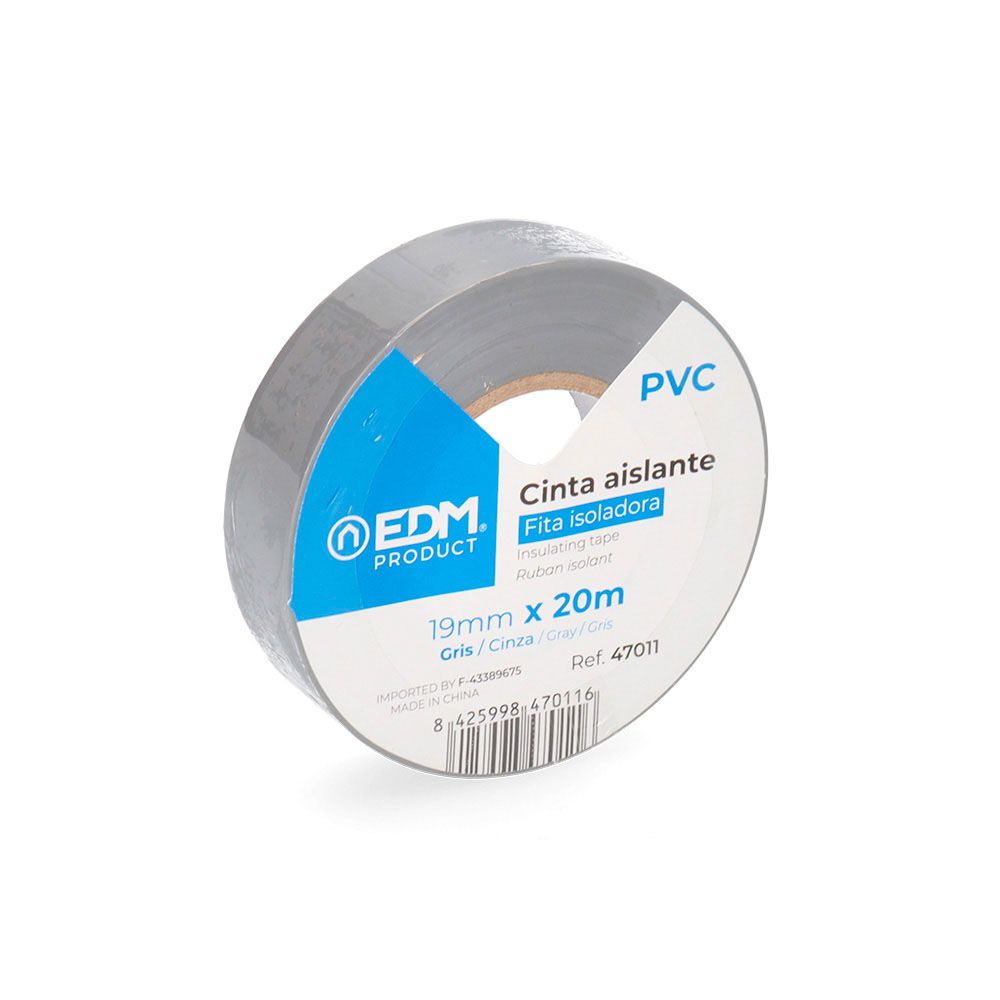 Fita isolante cinza de supra qualidade 19 mm x 20 m