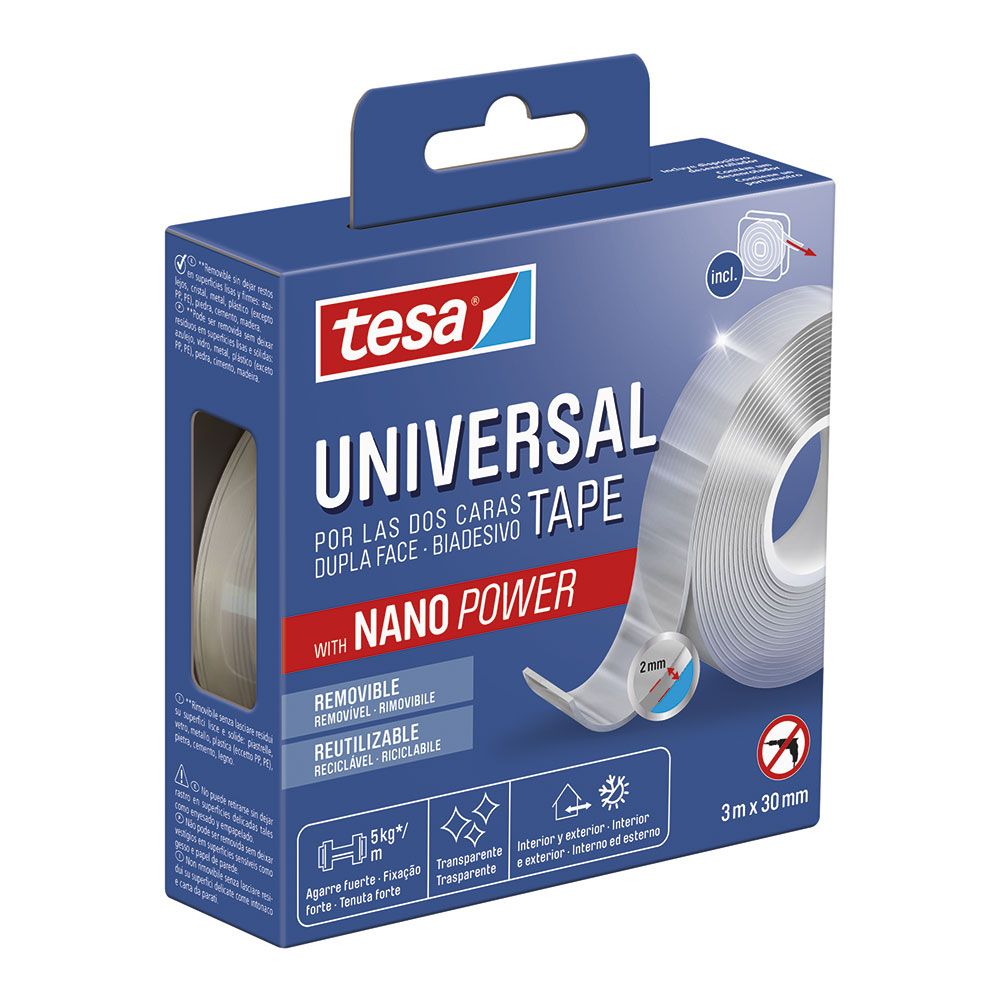 Fita dupla face universal transparente 30 mm x 3 m