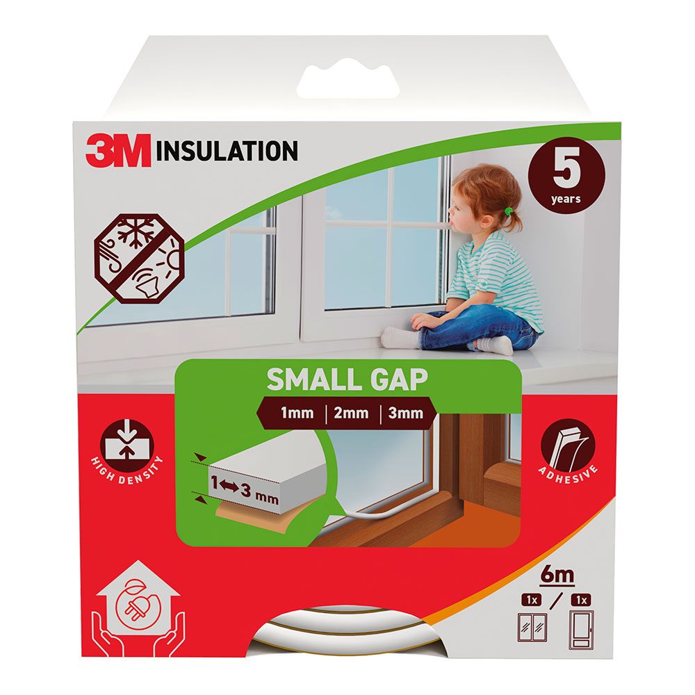 Perfil isolante clássico para frestas pequenas de 1 - 3 mm, branco, 6 m