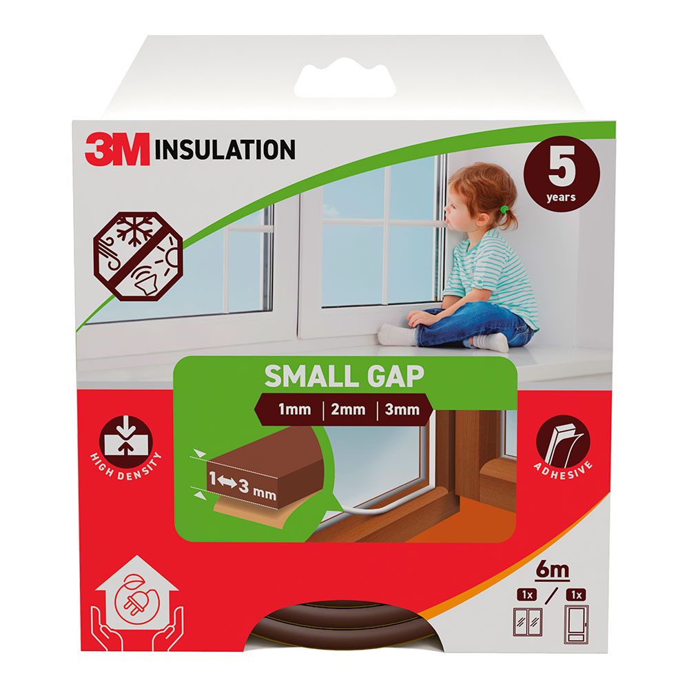 Perfil isolante clássico para frestas pequenas de 1 - 3 mm, castanho, 6 m
