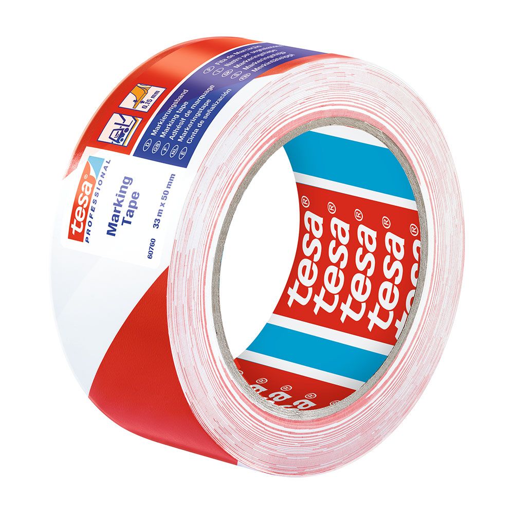 Fita de sinalização adesivo vermelho/branco 50 mm x 33 m