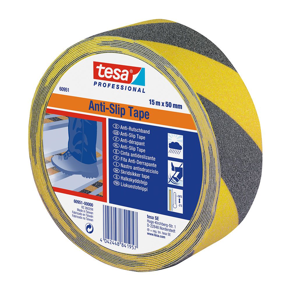 Fita antiderrapante preta/amarecla 50 mm x 15 m
