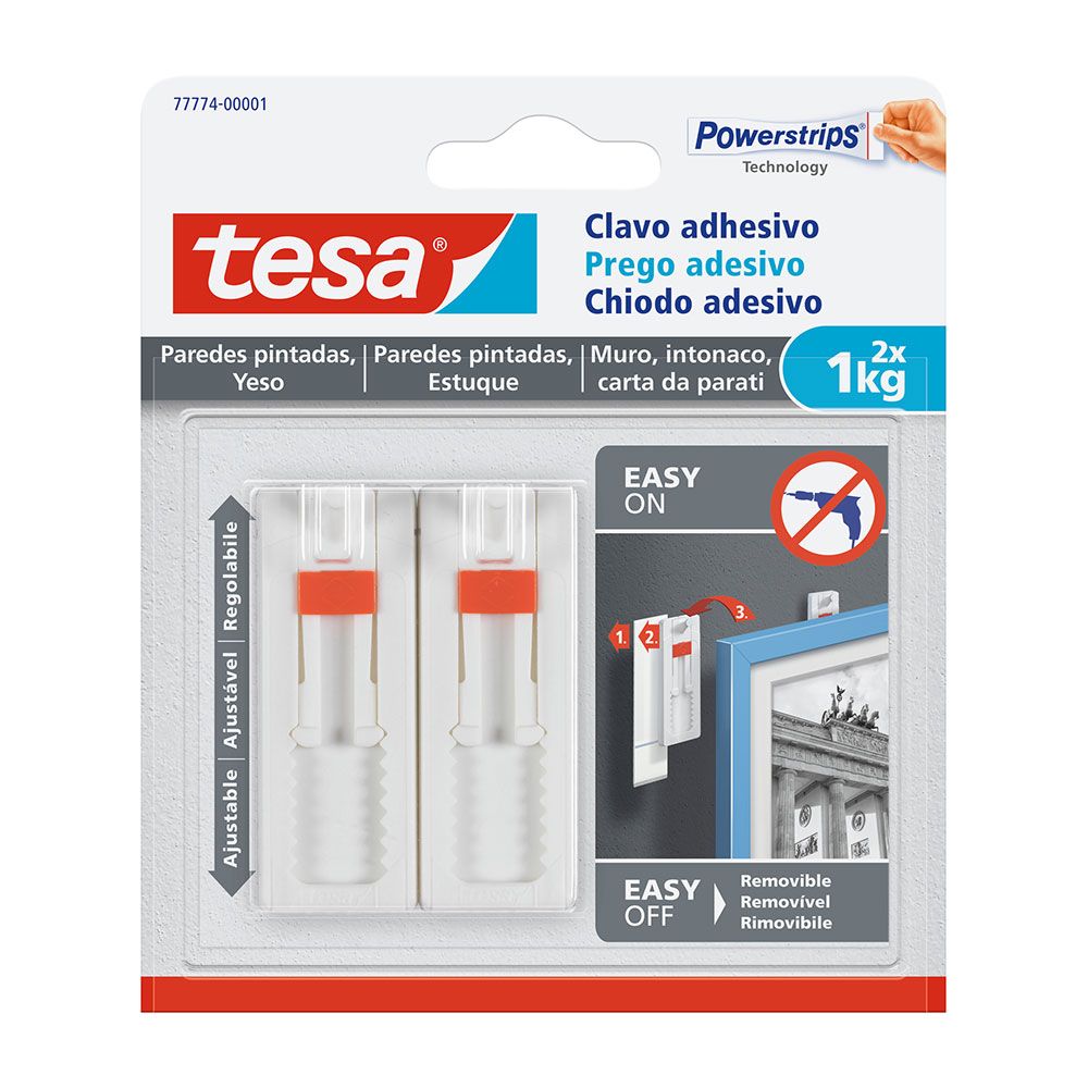 Prego adesivo até 1kg parede pintada 77774 tesa