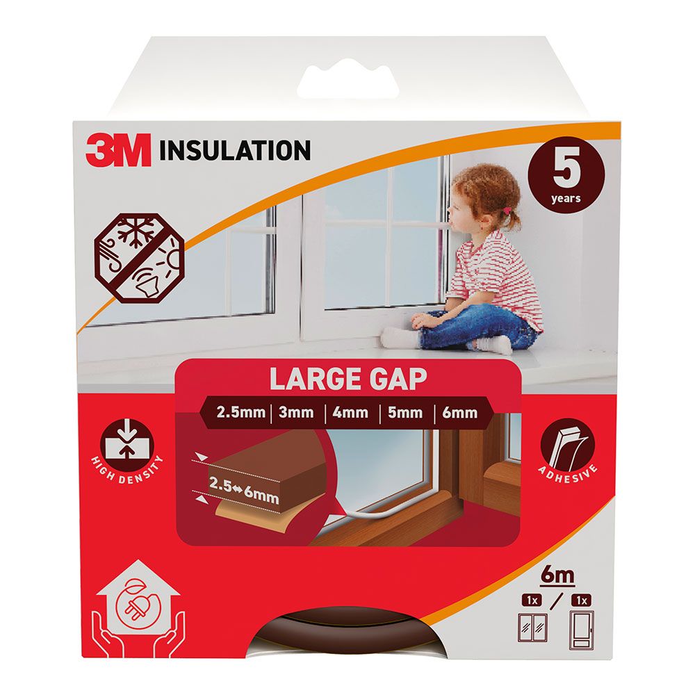 Perfil isolante clássico para frestas grandes de 2,5 - 6 mm, castanho, 6 m