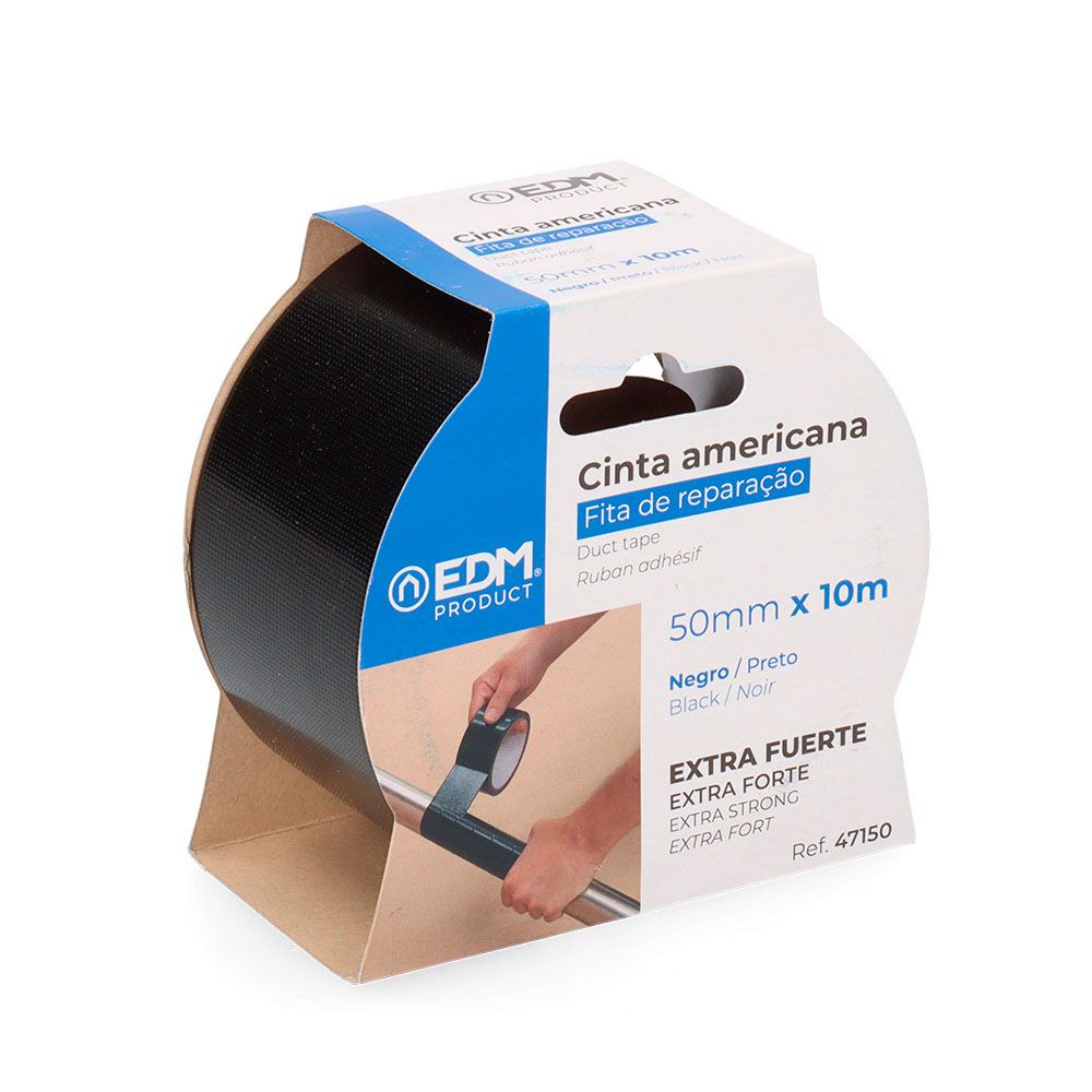 Fita adesiva multiuso americana preto 50 mm x 10 m