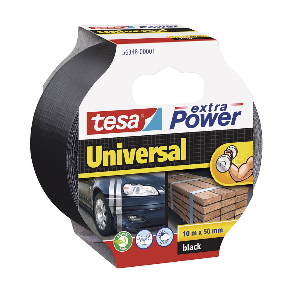 TESA Fita adesiva universal preta extra potência 50 mm x 10 m