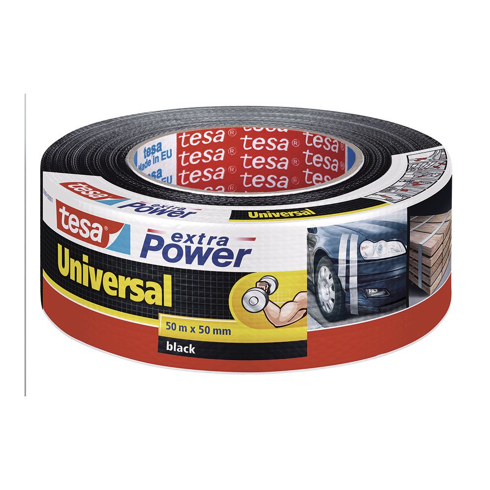 TESA Fita adesiva universal preta extra potência 50 mm x 50 m