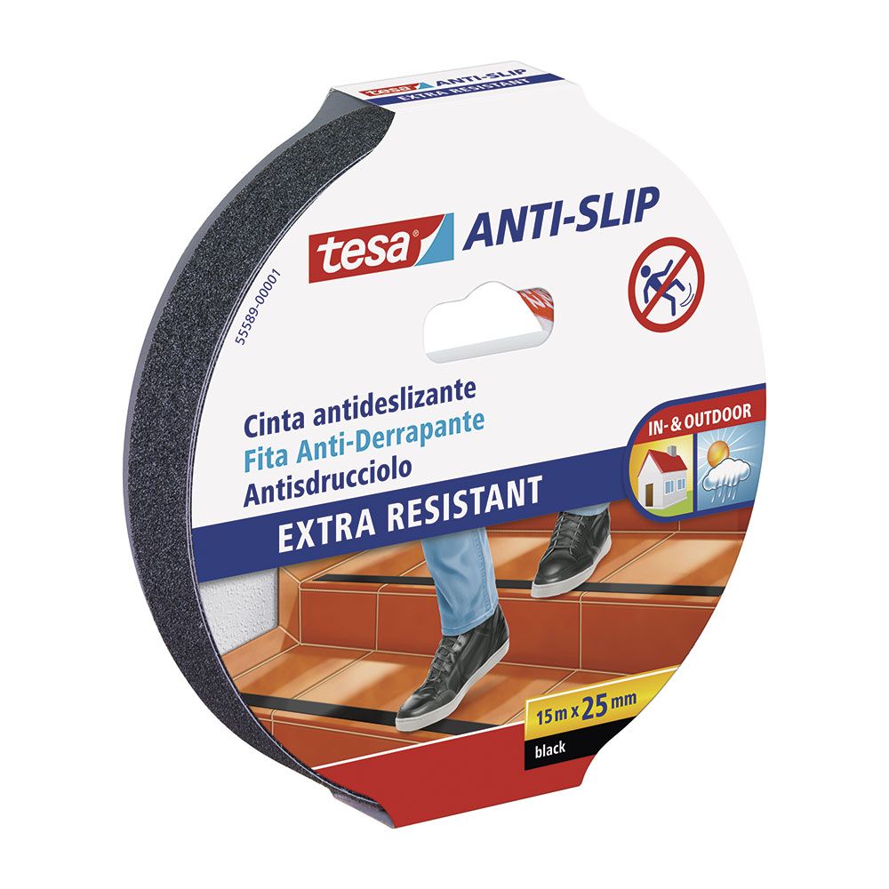 TESA Fita antiderrapante preta 25 mm x 15 m