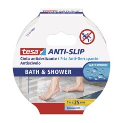 TESA Fita antiderrapante transparente para banheira e chuveiro 25 mm x 5 m