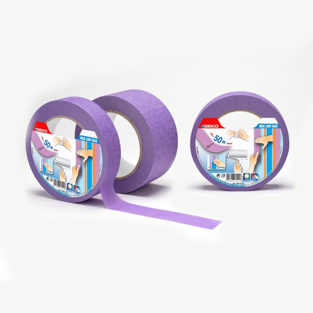 Fita de mascara com baixa adesão lilac para superfícies delicadas 25 mm x 50 m