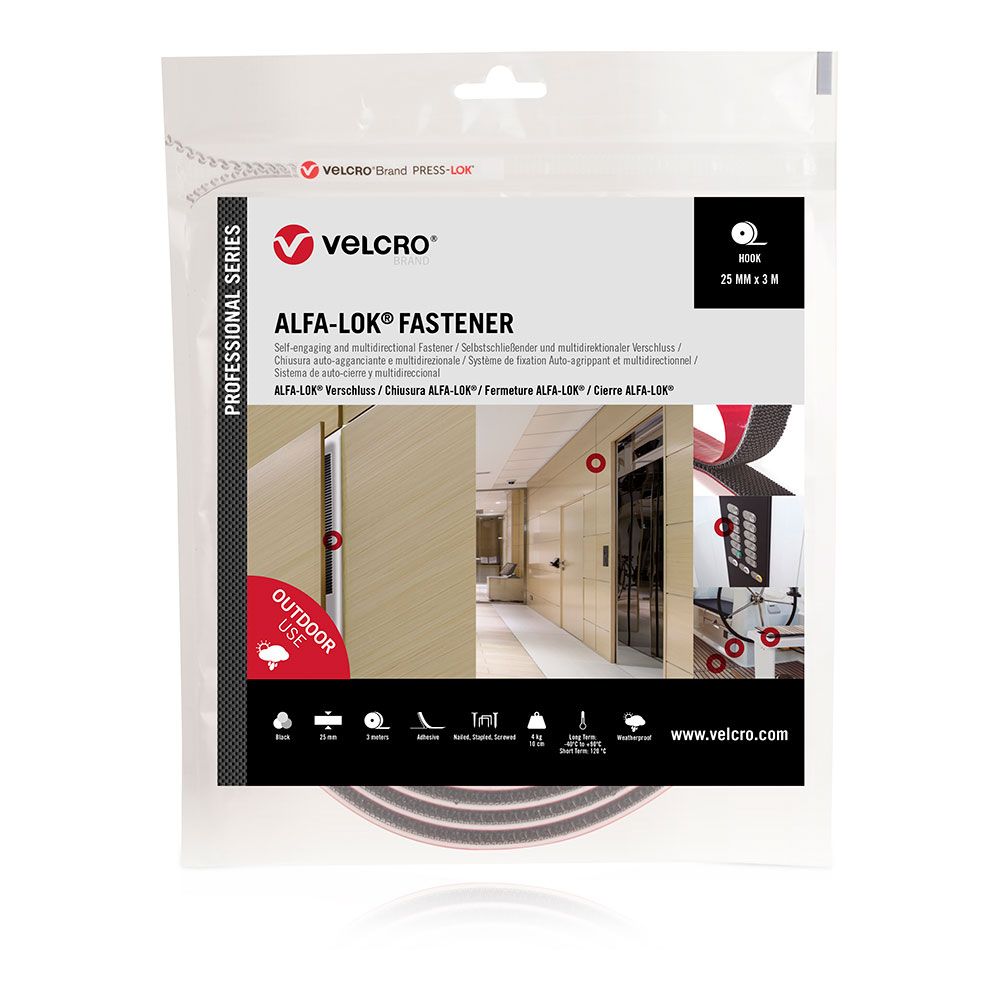 Fita de gancho linear alfa-lok preta 25 mm x 3 m - Image 3