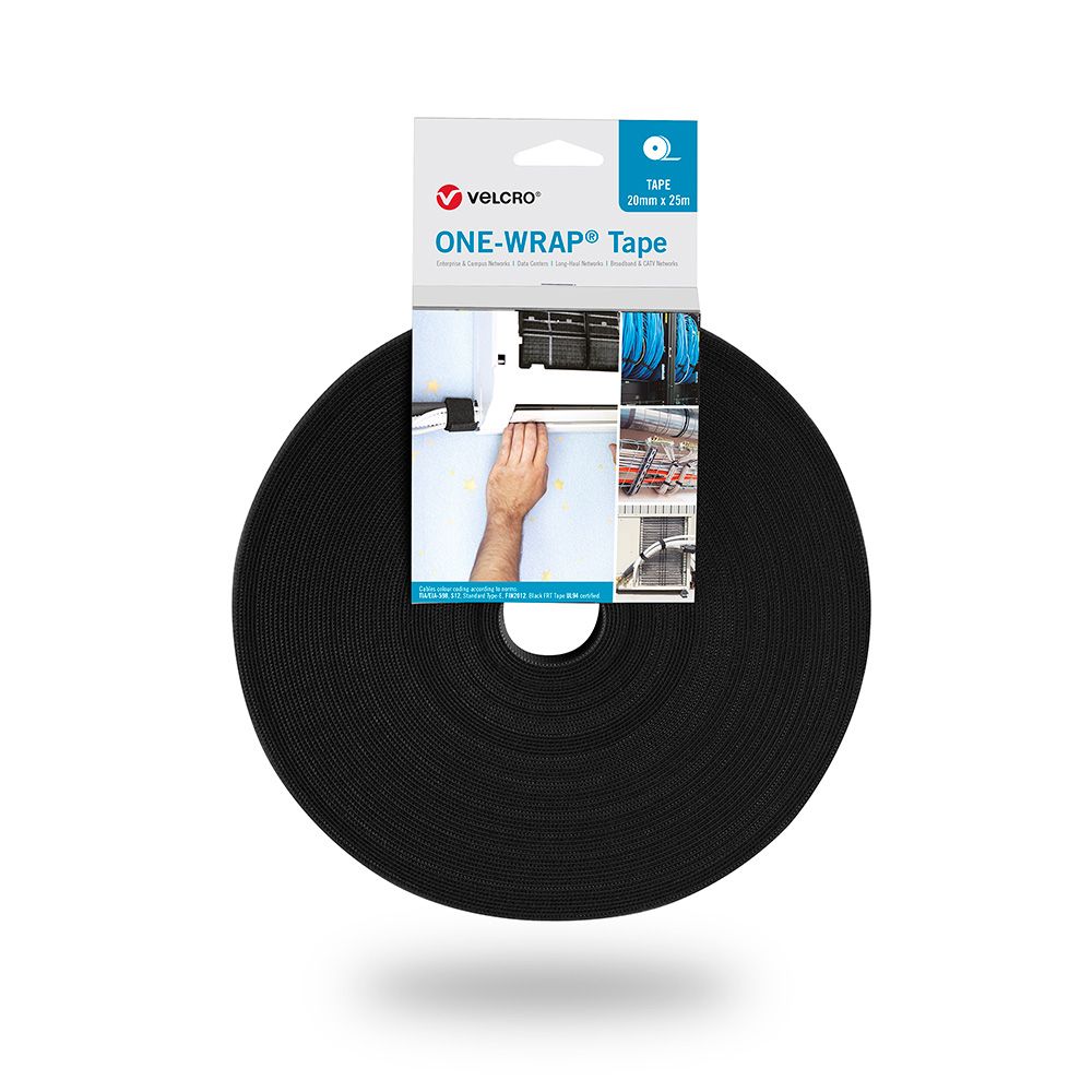 Fita one-wrap, 20 mm x 25 m, preta