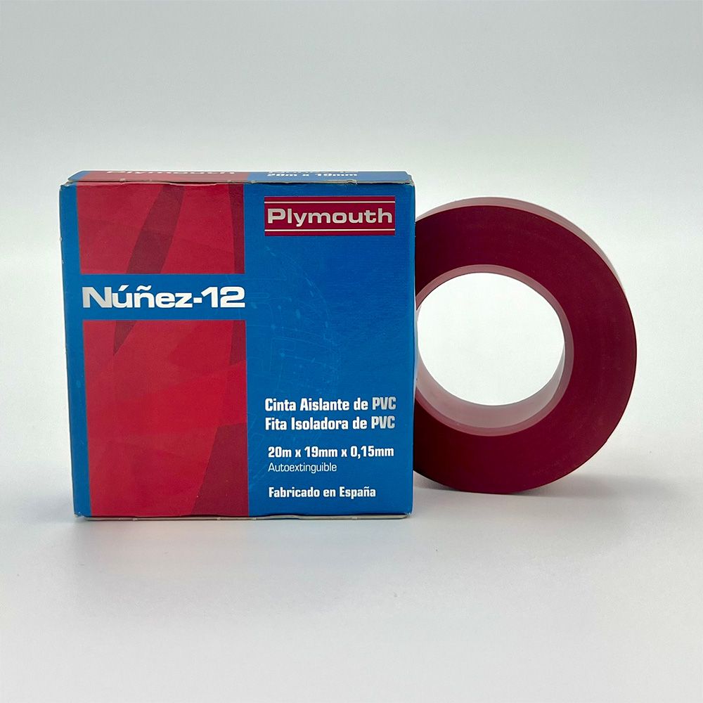 Fita isolante de PVC vermelha de alta aderência 19 mm x 0,15 mm x 20 m