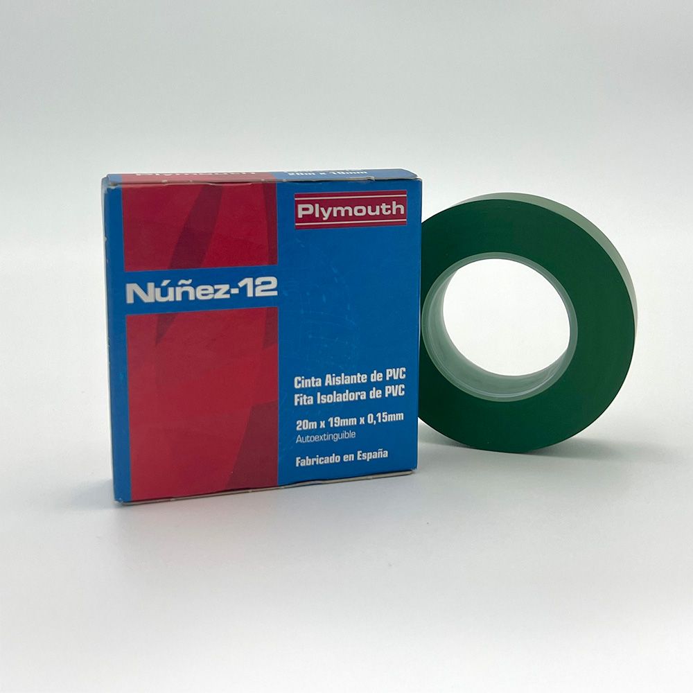 Fita isolante PVC verde de alta adesão 19 mm x 0,15 mm x 20 m
