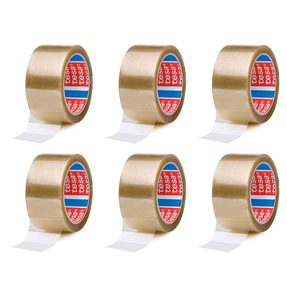 Fita de embalagem transparente 28 microns 50 mm x 66 m, 6 UDS