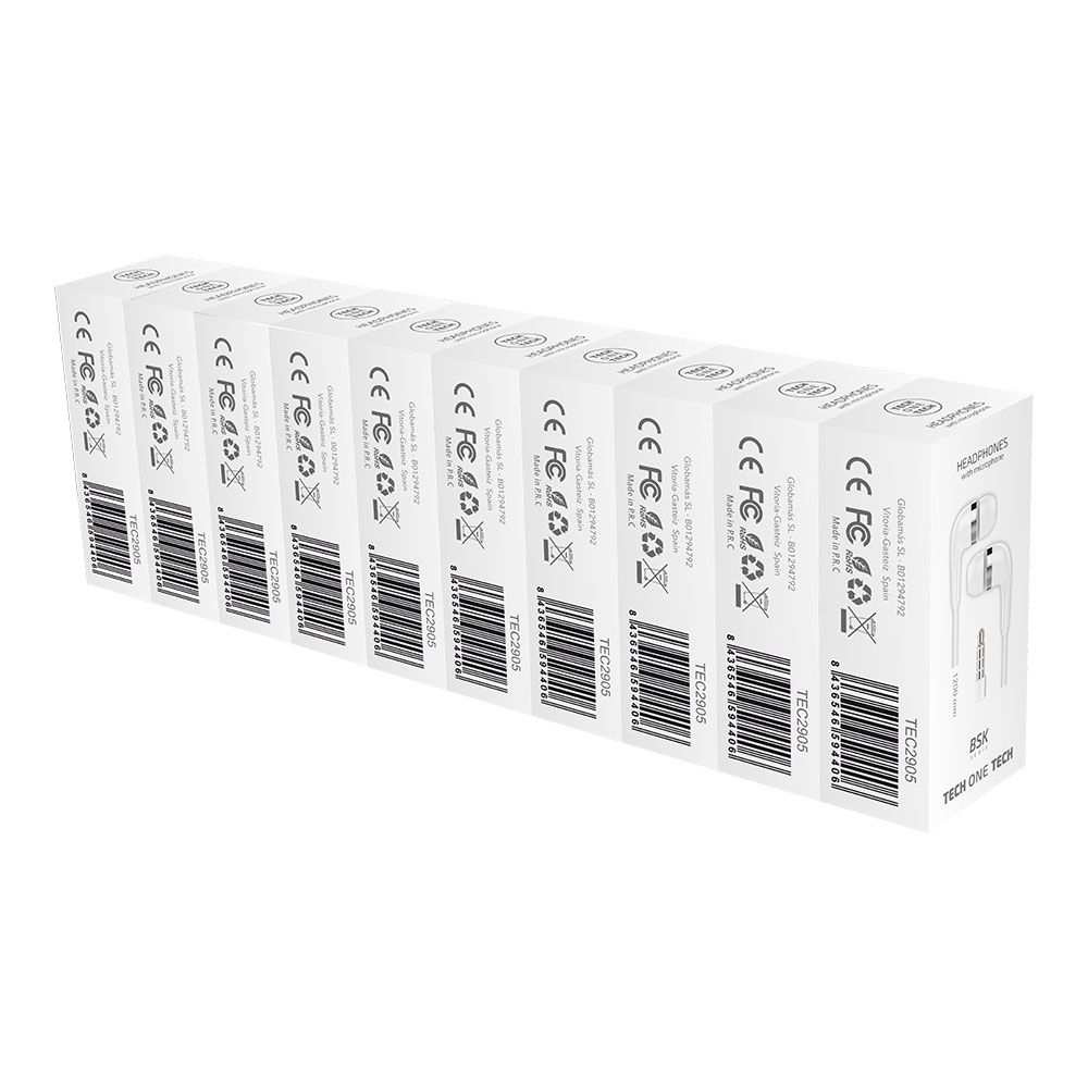 BSK 10 auscultadores com microfone, branco, pacote de economia - Image 3