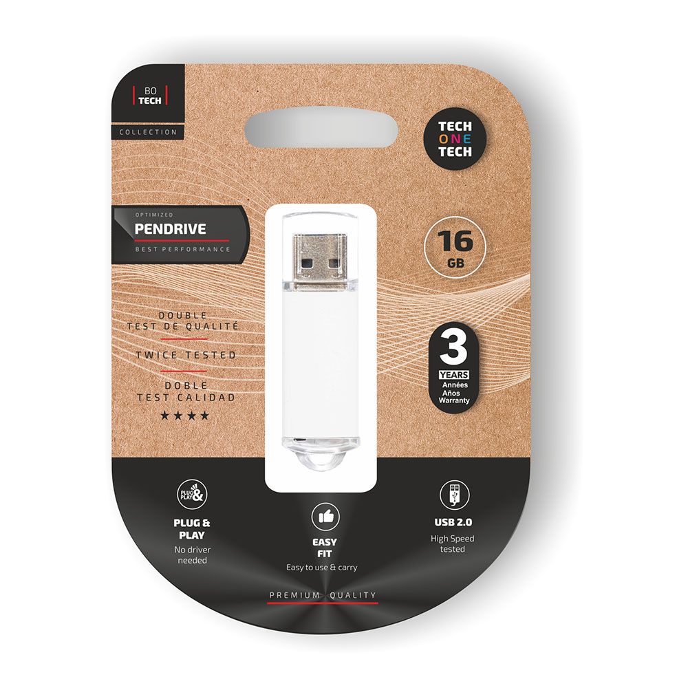 Memória USB básica pendrive branco 16 GB tipo a
