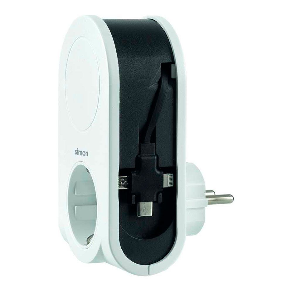 Adaptador 3 conectores USB + 1 USB a + 1 tomada schuko 16A 250 v~ branco - Image 2