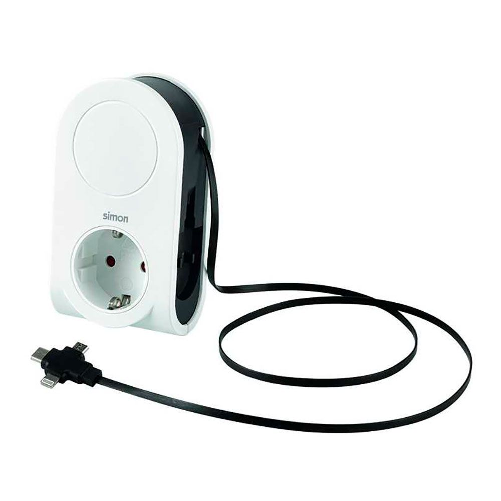 Adaptador 3 conectores USB + 1 USB a + 1 tomada schuko 16A 250 v~ branco - Image 3