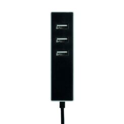 Adaptador 3 conectores USB A com fixação, 1,5 m, preto