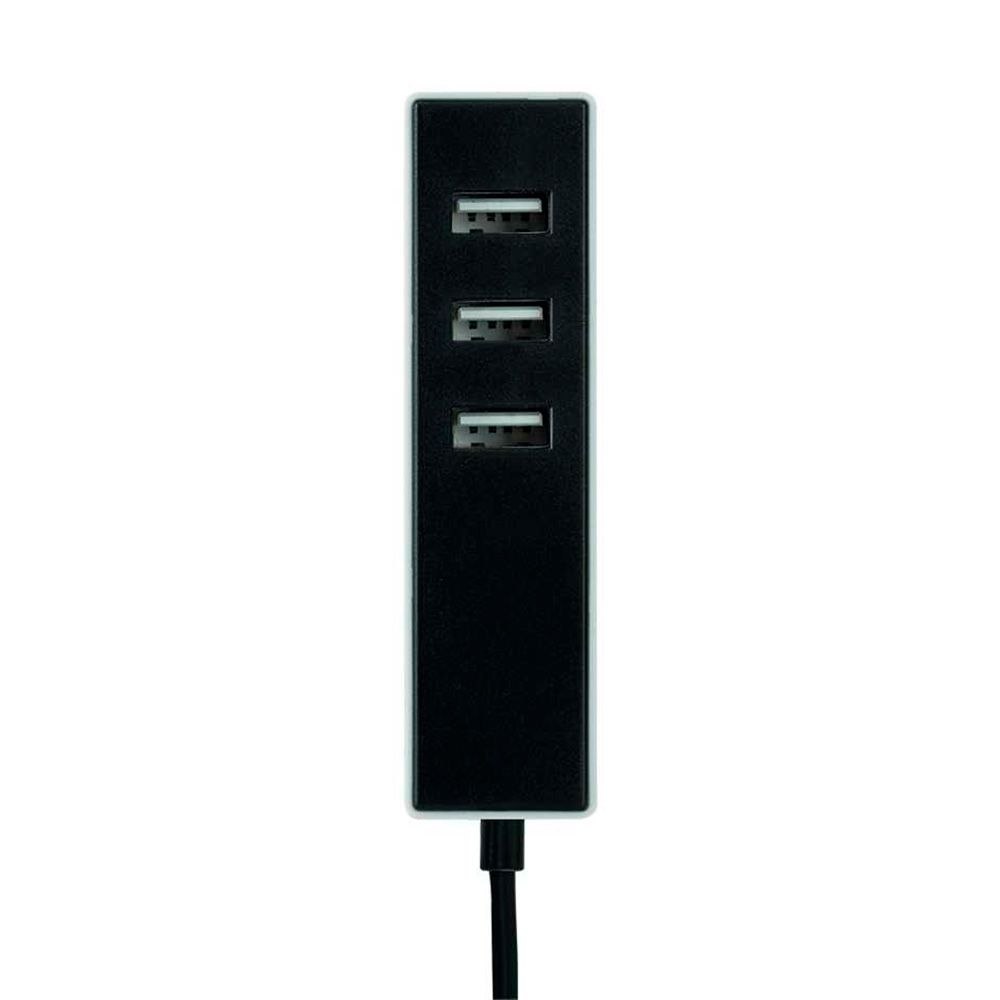 Adaptador 3 conectores USB A com fixação, 1,5 m, preto