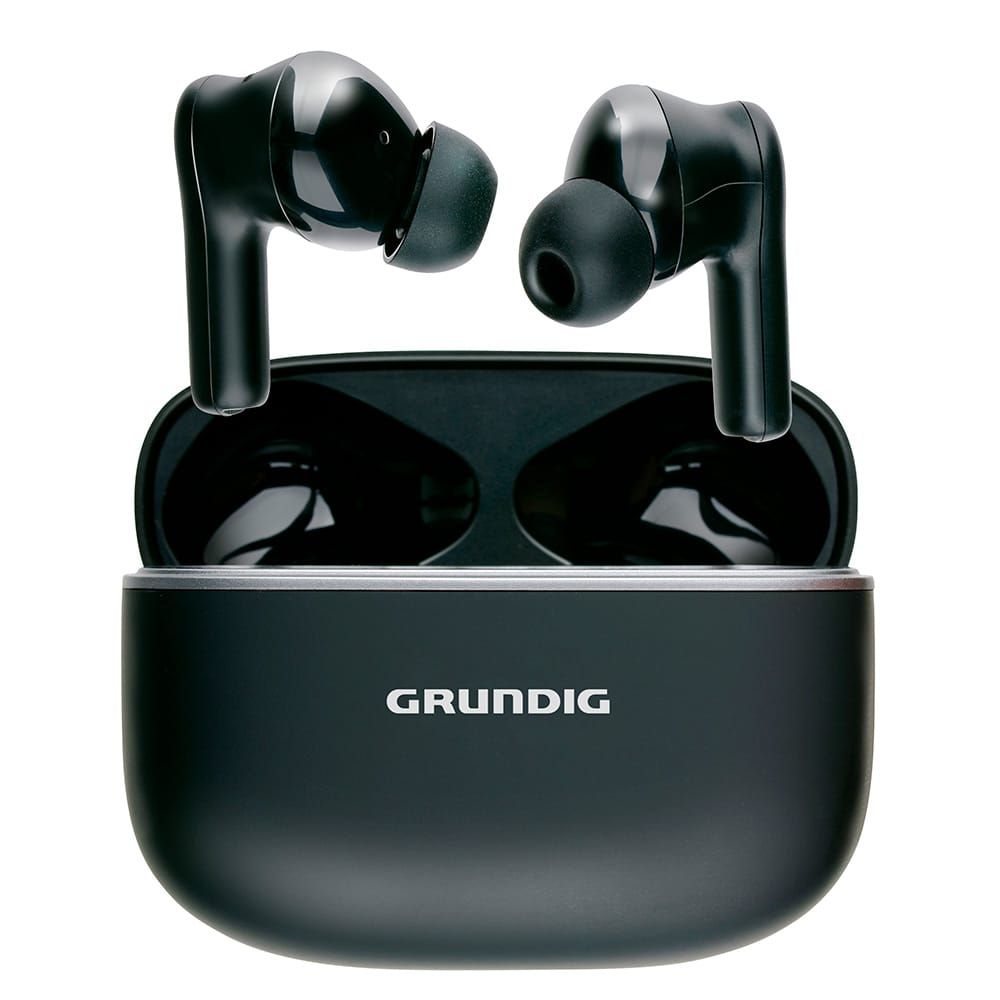 Fones de ouvido Bluetooth com estojo preto