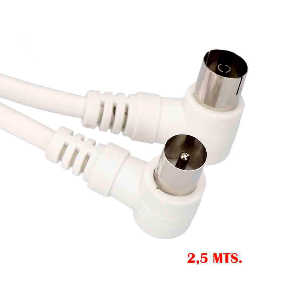 Prolongador tv-video curvo 9,5mm, 2,5m embalado branco