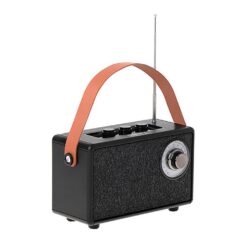 Rádio FM recarregável com bluetooth CR 1902 preto, 16 x 7 x 10,5 cm