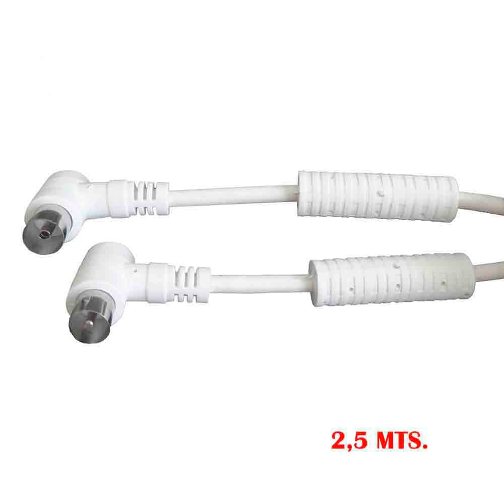 Extensão de tv-vídeo angular com filtro 9,5mm - 2,5m branco